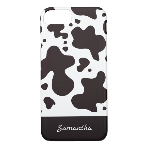 Custom Name  Modern and Cute Cow Pattern iPhone 87 Case
