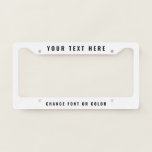 Custom Name Modern Black White Professional Car License Plate Frame<br><div class="desc">A modern minimalist black and white personalized license plate frame with custom text. Personalize with your details to create your own unique elegant black and white business license plate. Click on the "Edit using Design Tool" to customize even further with colors,  font etc.</div>
