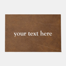 CUSTOM NAME MODERN BROWN LEATHER DOOR MAT