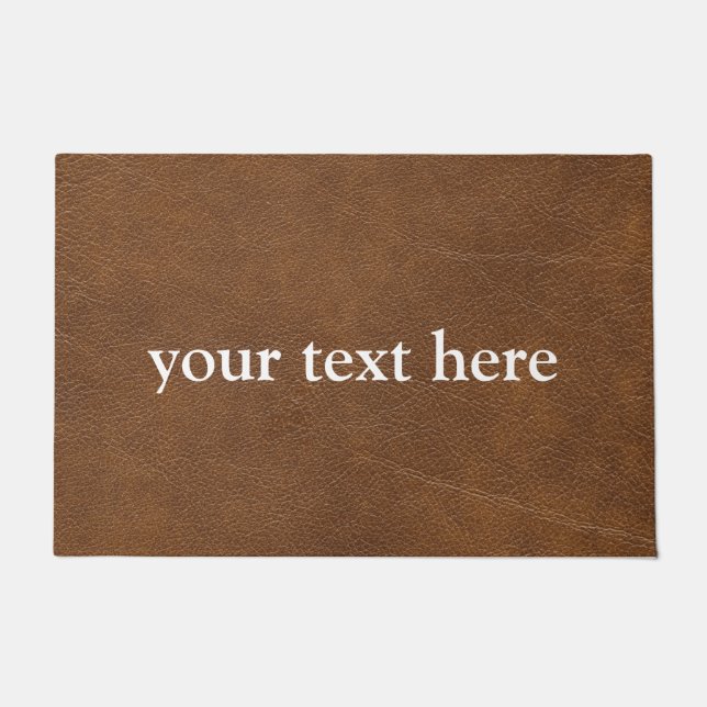 CUSTOM NAME MODERN BROWN LEATHER DOOR MAT (Front)
