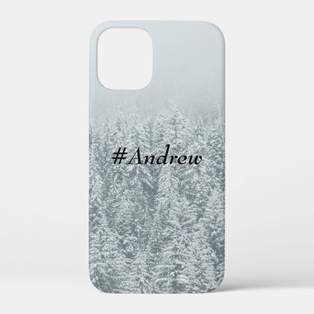 Custom name Modern classy vinter trees grey Case-Mate iPhone Case (Back)