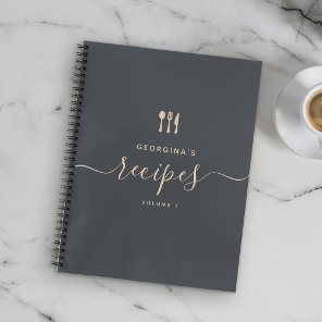 Custom Name Modern Elegant Script Recipe Notebook