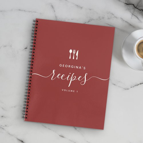 Custom Name Modern Elegant Script Recipe Notebook