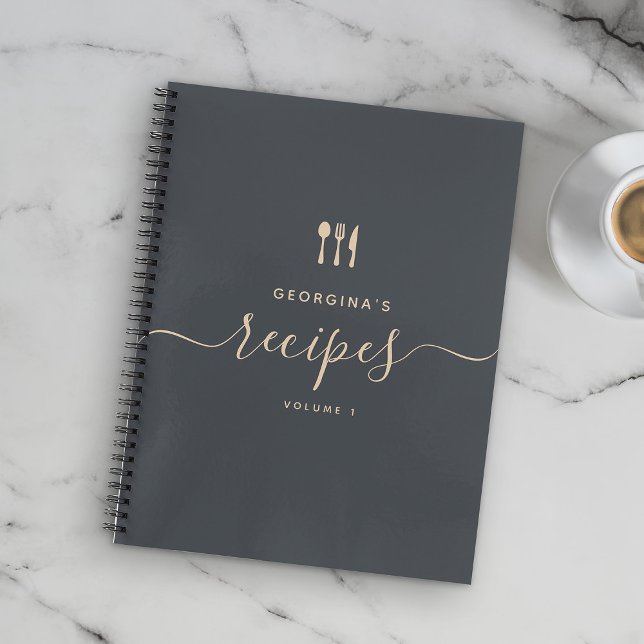 Custom Name Modern Elegant Script Recipe Notebook (Creator Uploaded)