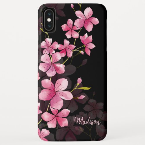 Custom Name  Modern Floral Cherry Blossom Pattern iPhone XS Max Case