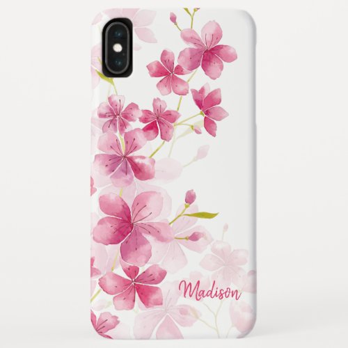 Custom Name  Modern Floral Cherry Blossom Pattern iPhone XS Max Case