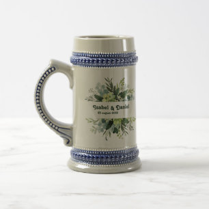 Custom Name modern floral girly Beer Stein