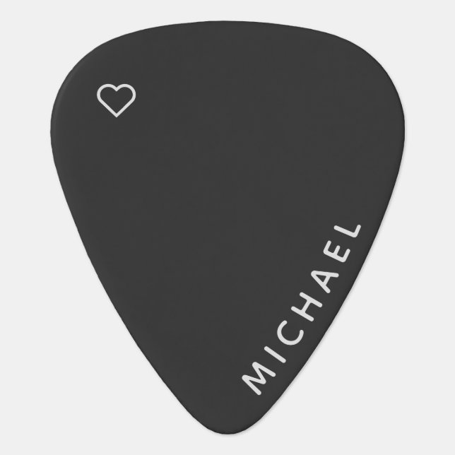 Custom Name Modern Heart Guitar Pick (Front)
