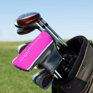 Custom Name Modern Hot Pink Golf Head Cover