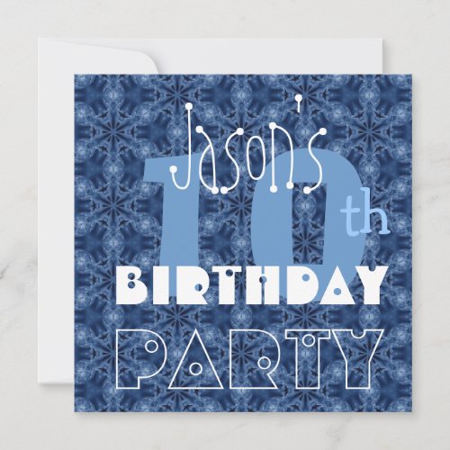 Custom Name Modern Kid's 10th Birthday Blue Y115 Personalized Invitations