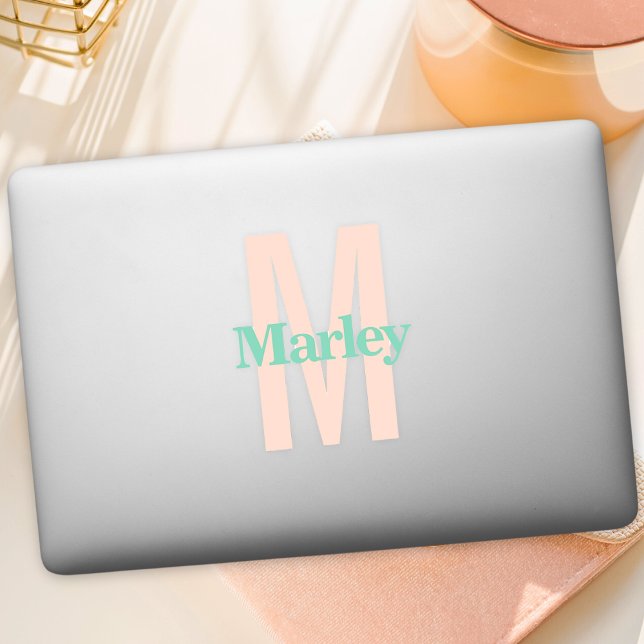 Custom Name Modern Monogram Logo Laptop Sticker (Creator Uploaded)