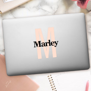 Custom Name Modern Monogram Logo Laptop Sticker