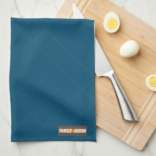 Custom name modern navy blue stylish diamonds cute kitchen towel