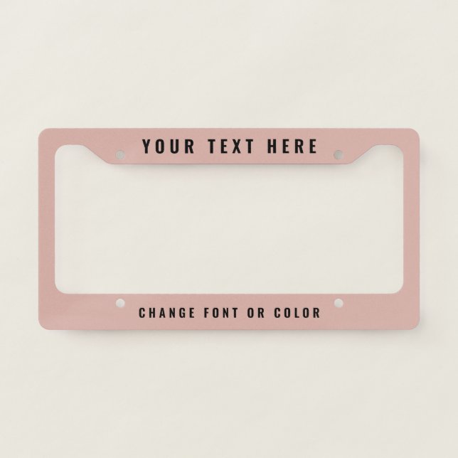 Custom Name Modern Pink Professional Car License Plate Frame (Front)