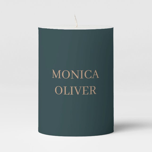 Custom name modern professional minimalist pillar candle (Front)