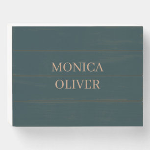 Custom name modern professional minimalist wooden box sign