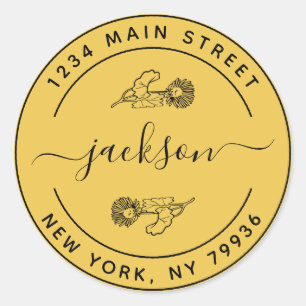 Custom Name Modern Round Return Address Classic Round Sticker
