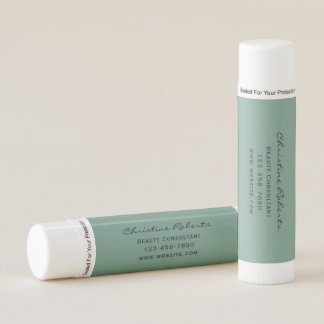 Custom Name Modern Sage Business Promotional Gift Lip Balm