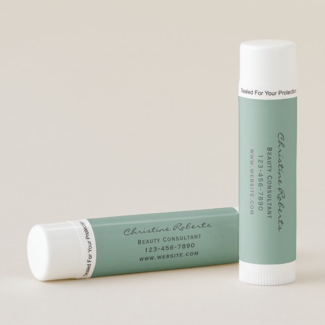Custom Name Modern Sage Business Promotional Gift Lip Balm (Front)