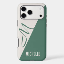 Custom Name Modern Sage Green & Cream Color Block