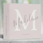 Custom Name Modern Script Blush Pink Monogram 3 Ring Binder<br><div class="desc">Your custom name,  monogram,  and additional text below and on spine in modern script calligraphy combined with chic typography in this trendy chic personal design on a 3 ring binder in blush pink.</div>