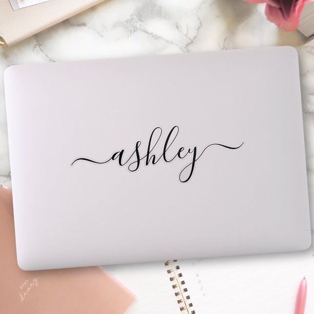 Custom Name Modern Script Calligraphy Cute Laptop Sticker (Creator Uploaded)