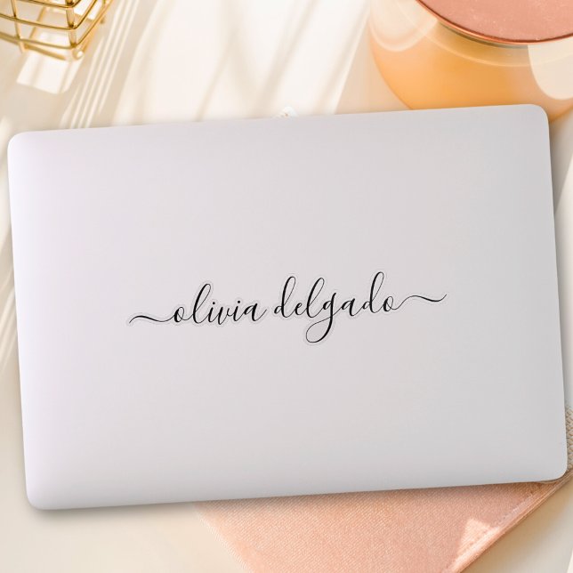 Custom Name Modern Script Calligraphy Cute Laptop Sticker (Creator Uploaded)