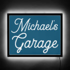 Custom Name Modern Teal Blue Garage 