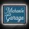Custom Name Modern Teal Blue Garage 