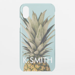Custom Name Modern Tropical Pineapple iPhone XR Case