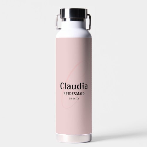 Custom Name Modern Wedding Bush Pink Water Bottle
