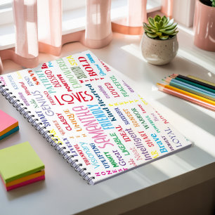 Custom Name Modern Word Art Add Your Own Words Notebook