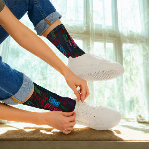 Custom Name Modern Word Art Add Your Own Words Socks