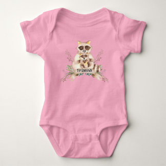 Custom Name Mom and Baby Raccoon Baby Bodysuit