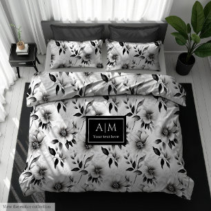 Custom name monochrome duvet for wedding gift cover