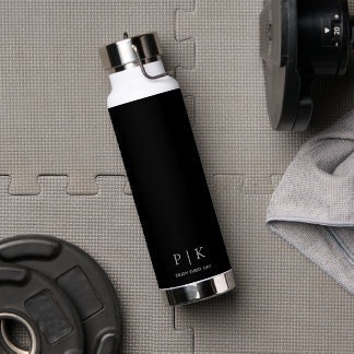 Custom Name Monogram 25oz Black Water Bottle