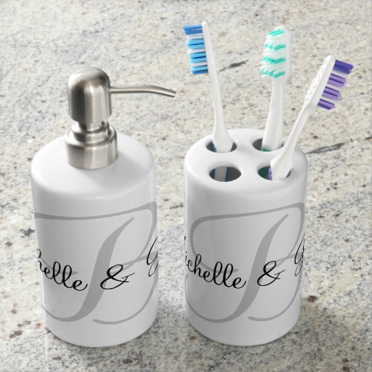 Custom name monogram 2 piece bathroom gift set