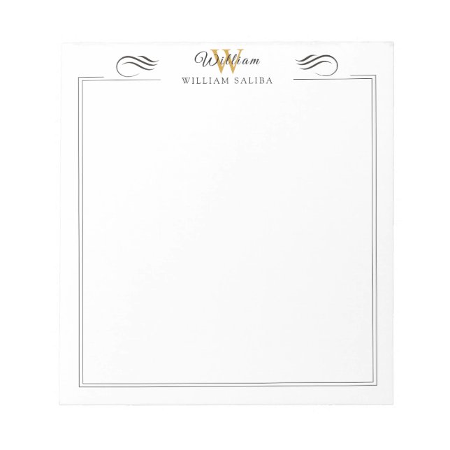 Custom Name & Monogram 5.5" x 6" Notepad – 40 Page (Front)