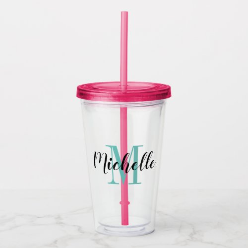 Custom name monogram acrylic tumbler glasses