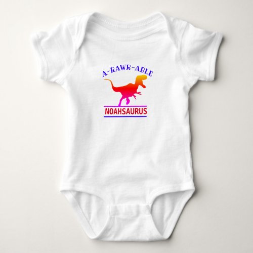 Custom Name Monogram Adorable Dinosaurs kids Baby Bodysuit