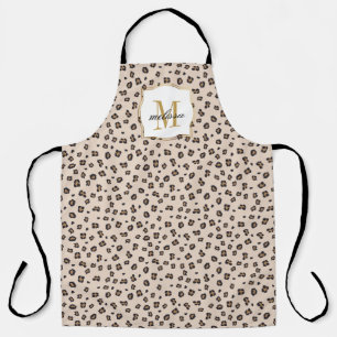 Custom Name Monogram Animal Print Script Adult Apron
