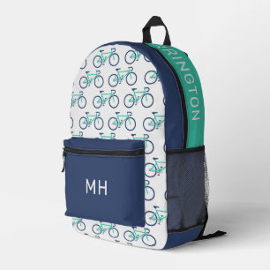 Custom Name & Monogram Bicycle Printed Backpack