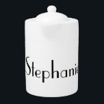 Custom Name Monogram Black White Cute Gift Favor Teapot<br><div class="desc">Designed with text template for monogram name and elegant background in black and white,  this makes a beautiful personalized favor or gift for special occasions like weddings,  bridal shower,  birthdays,  anniversary,  holidays etc.</div>