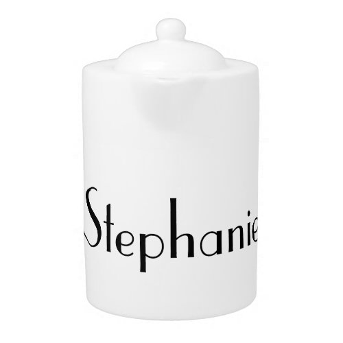 Custom Name Monogram Black White Cute Gift Favor Teapot