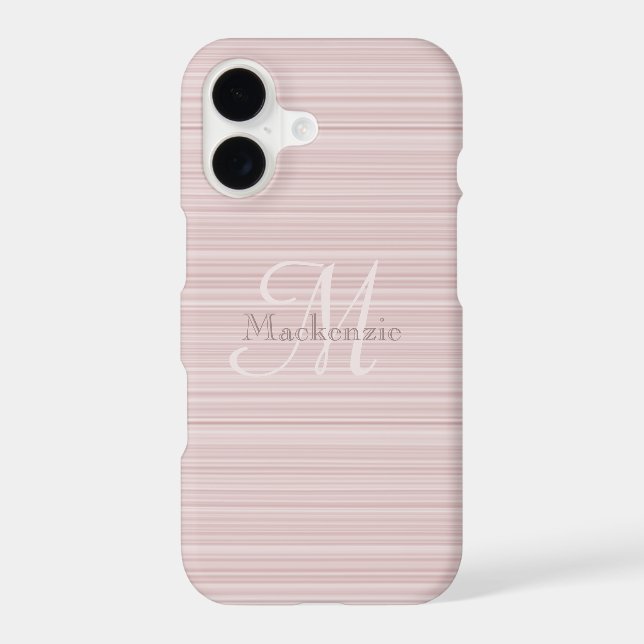 Custom Name Monogram Blush Pink Stripes Case-Mate iPhone Case (Back)