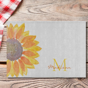 Custom Name Monogram Botanical Cutting Board