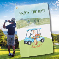Custom Name Monogram Cart Clubs Golf Towel