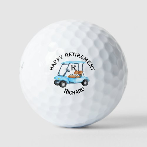 Custom Name Monogram Cart  Retirement Golf Balls