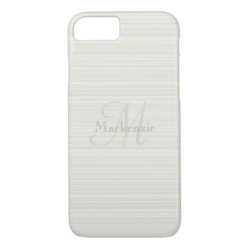 Custom Name Monogram Champagne White Stripes iPhone 87 Case