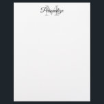 Custom name monogram elegant business letterhead<br><div class="desc">Custom name monogram elegant business letterhead. Stylish script typography for company name or title. Also nice for invitations to luxury party, wedding, Birthday, corporate event, office, law firm, practice, teacher etc. Chic black and white logo design for classy image. Print own address at the bottom optionally. Custom office supplies, writing...</div>